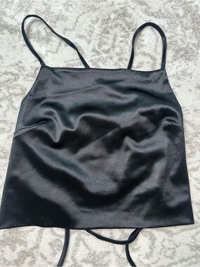 Black Satin Spaghetti-Strap Camisole